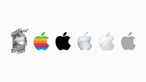 Esempi di rebranding con i loghi della Apple attraverso gli anni